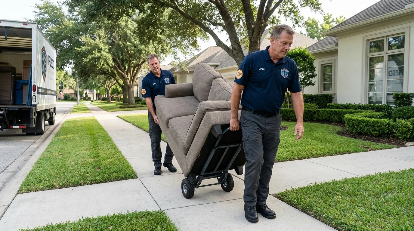 Local residential moving crew loading furniture in Goodman, MO